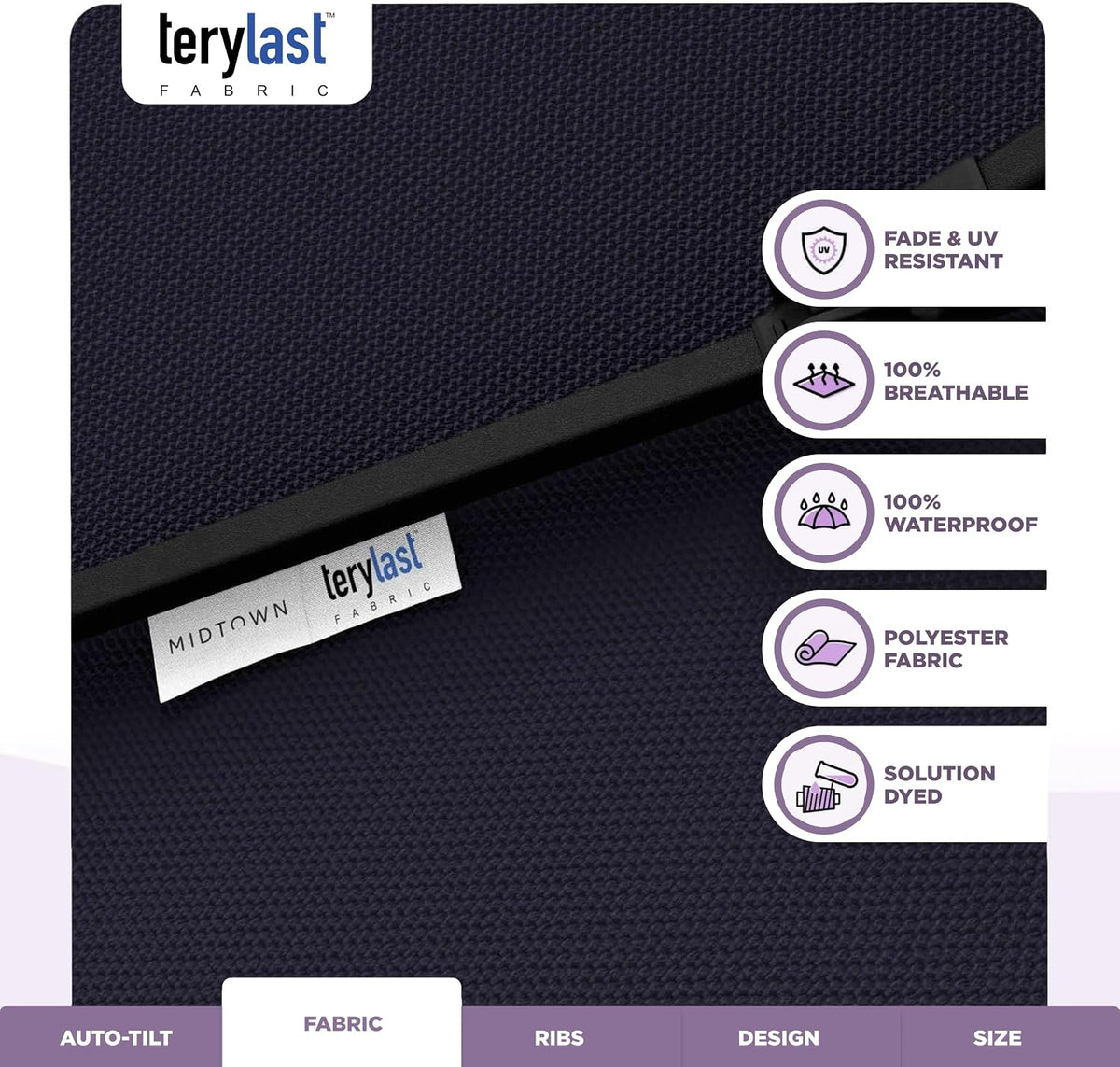 Lean - 9 Ft Patio Umbrella, Navy Blue Canopy