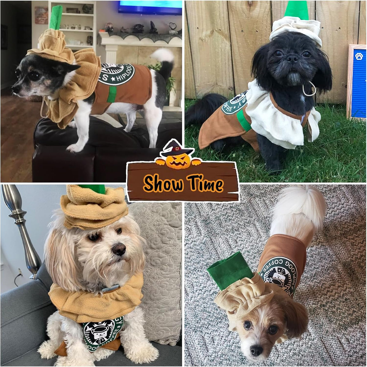 Latte Dog Costumes - Coffee Shop Dog Cosplay Halloween Costumes, Puppy Christmas Party Attire for Medium Small Dogs