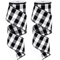 2 Rolls Wired Edge Plaid Ribbon Buffalo Check Ribbon White Black Plaid Ribbon 2.5" Wide Farmhouse Craft Ribbon for