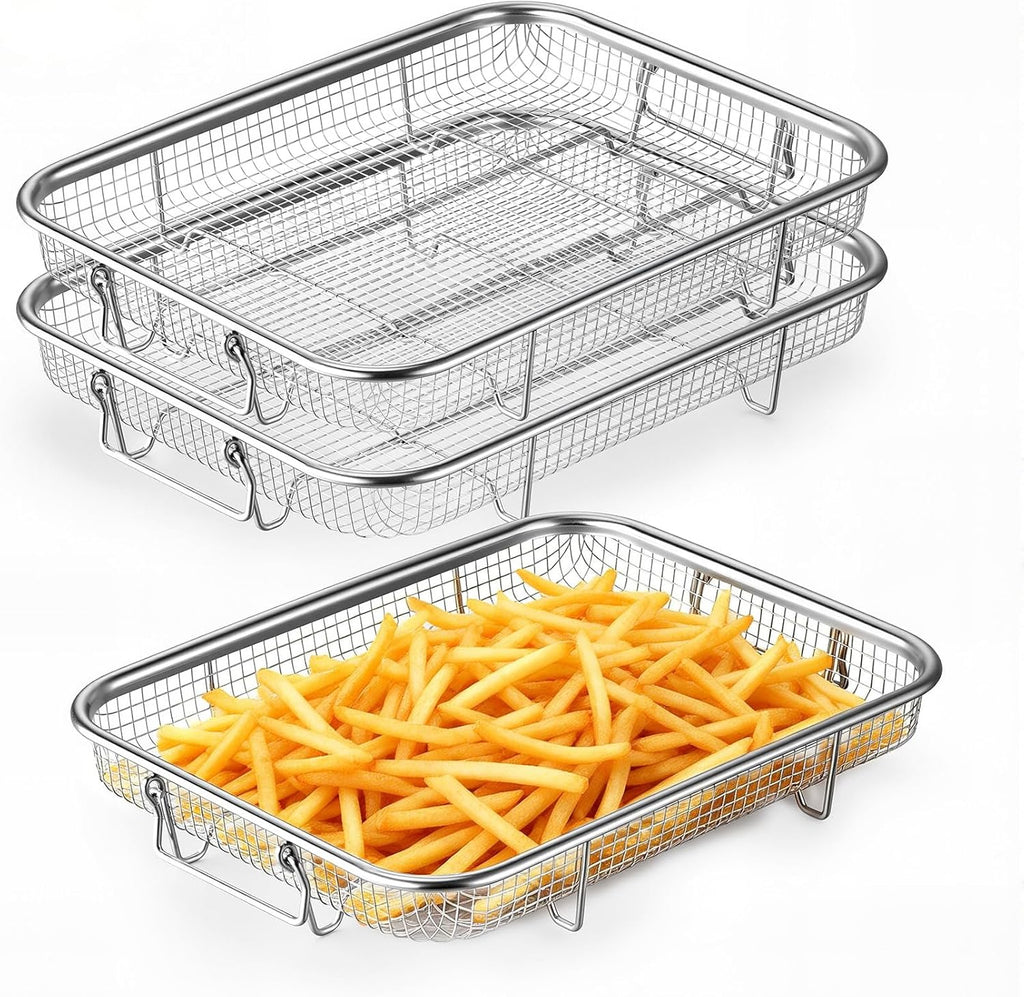 11.8 Inch Air Fryer Basket for Oven, Air Fryer Rack, 3 Pieces | Food-grade Stainless Steel Air Fryer Accessories for
