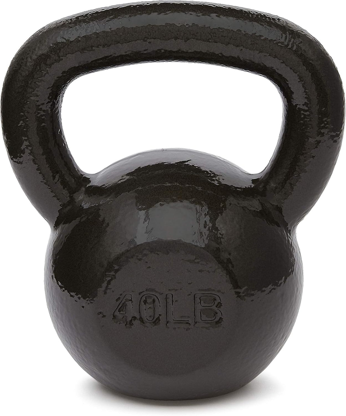 Cast Iron Kettlebell for Strength Training, Textured Wide Handle, Black
