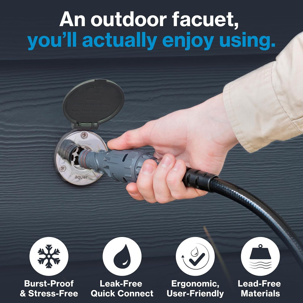 House Hydrant V1+ Frost Free Outdoor Faucet, Anti Siphon Valve with Quick Connect, Frost Proof Flush Wall Hose Bib