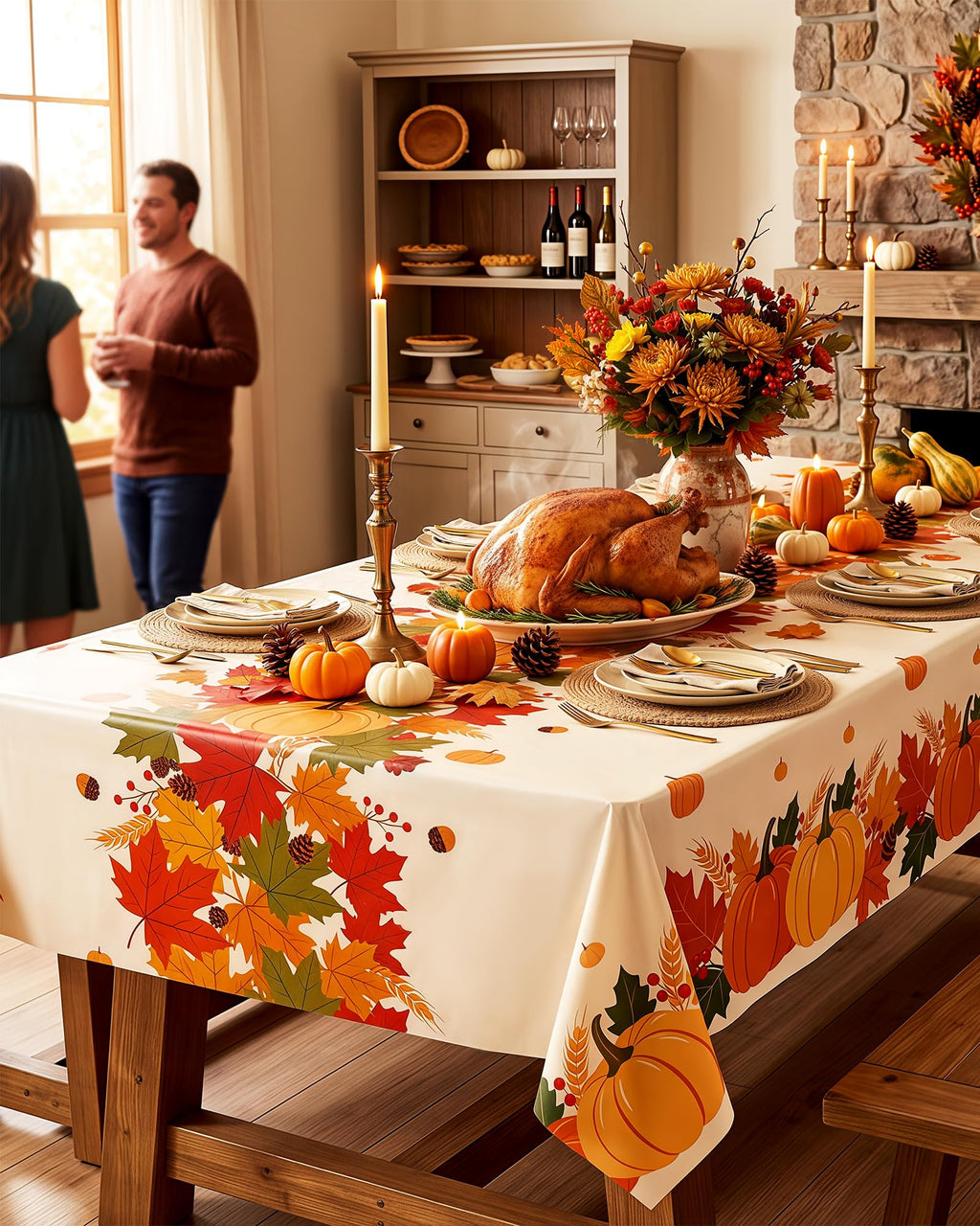 Fall Disposable Plastic Table Cloth 12 Pack Pumpkin Harvest