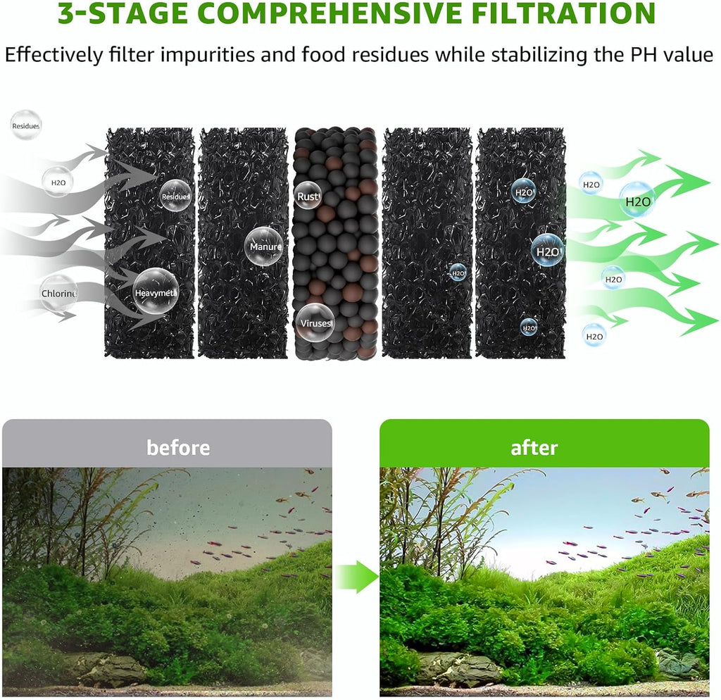 24W Aquarium Vacuum Gravel Cleaner: 8 in 1 Electric Fish Tank Cleaner