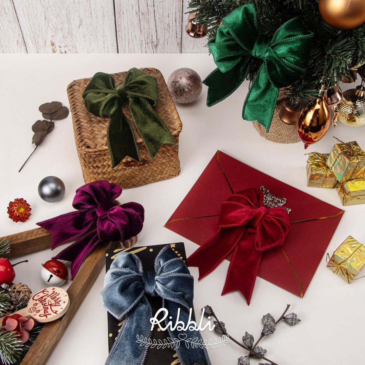 Red Velvet Wired Ribbon 1.5 Inch Velvet with Satin Christmas Ribbon
