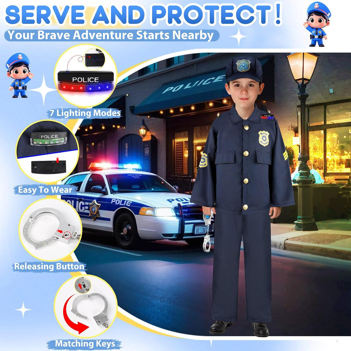 Toddler Dress Up Clothes,4 In 1 Role Play Costumes for kids 3–8 | Includes Police, Doctor,Fireman,Engineer for kids
