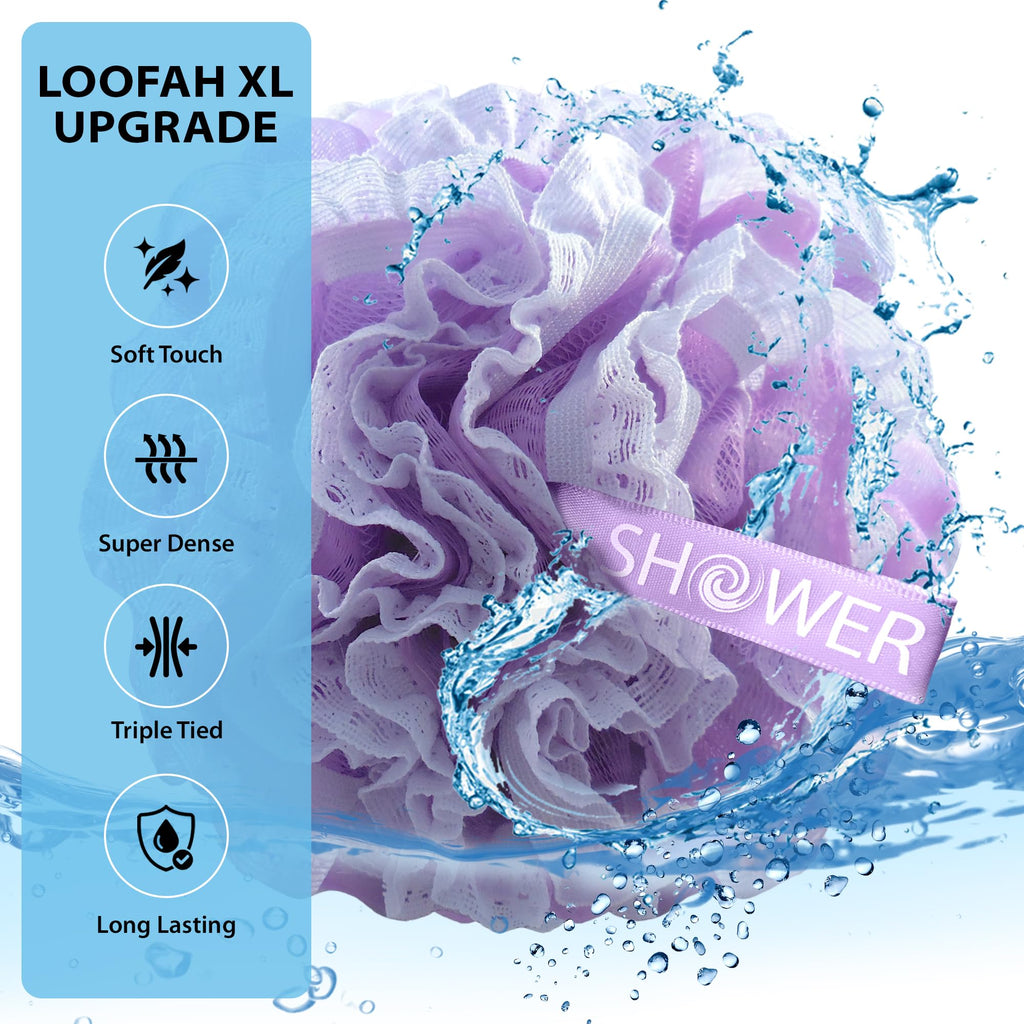 Loofah-Bath-Sponge Lace-Mesh-Set // 2-Scrubs-in-1 Large 60g