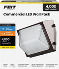 Feit Electric Commercial LED Wall Pack Security Light, 4000 Lumens, Dusk-to-Dawn Photocell Sensor, Shatter-Resistant Lens, Hardwired Outdoor Flood Light, 50,000-Hour Lifetime, S8.8CWPK/840/BZ