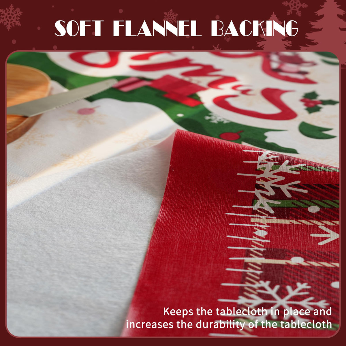 Christmas Rectangle Table Cloth,100% Waterproof Tablecloth,Christmas Decorations for Home, Vinyl Tablecloth Plastic