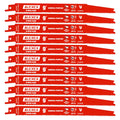 10 Pack 9Inch 8/12 TPI Reciprocating Saw Blades for Nail-Embedded Wood Demolition, Bi-Metal Blades for General Purpose Cuts, Wood Cutting, Metal and PVC Pallets, Compatible with Diablo Sawzall Blades