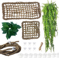 Bearded Dragon Tank Hammock,Natural Seagrass Reptile Lounger Hammocks Decor Flexible Leaves Jungle Climber Vines
