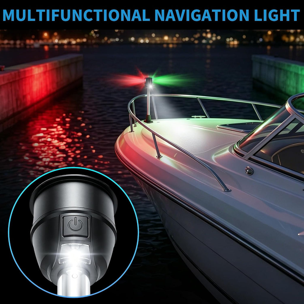 Obcursco Boat Navigation Lights, Red and Green LED Bow with Task Lights