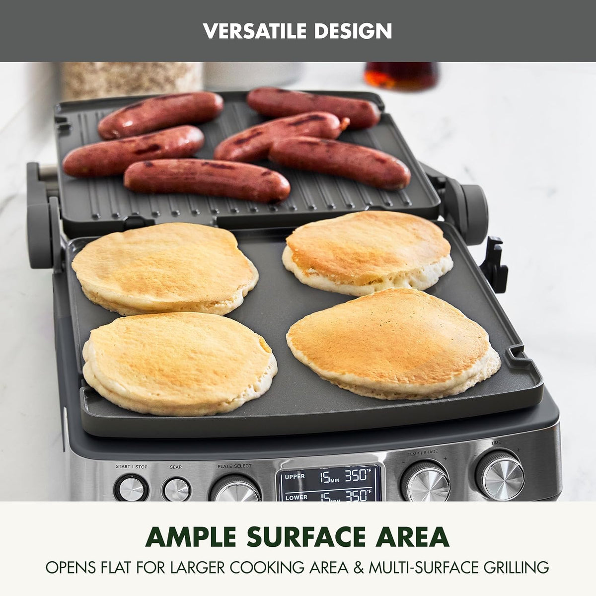 Elite 6-in-1 Multi-Function Contact Grill & Griddle, Healthy Ceramic Nonstick Reversible Plates, Adjustable Shade &