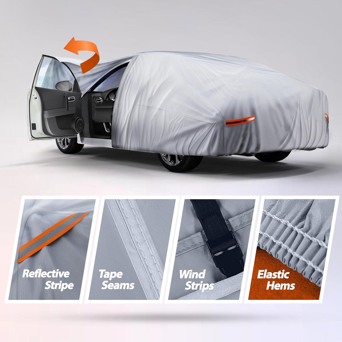 Waterproof All Weather Car Cover Compatible with 1994-2025 Audi A4 / S4 / RS4, Heavy Duty Outdoor/Indoor Protection