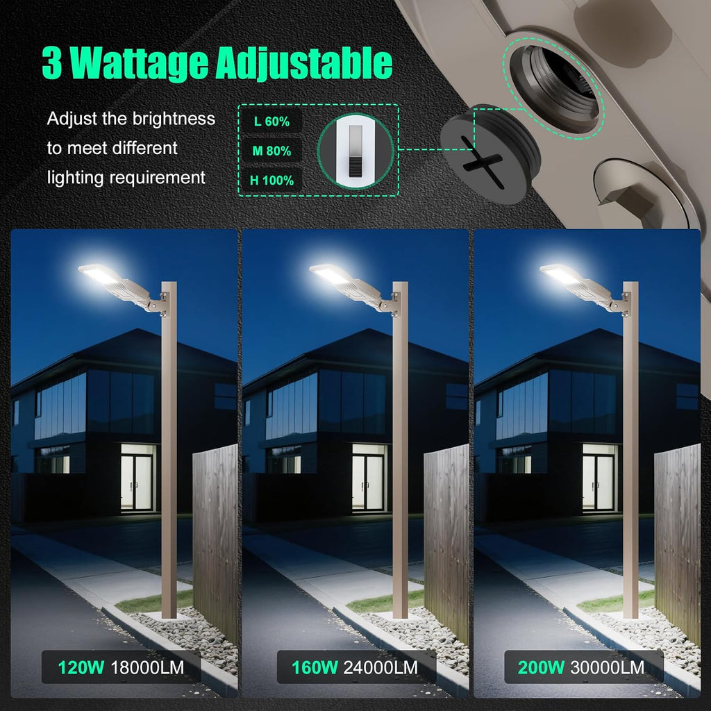 200W LED Parking Lot Lights Commercial Arm Mount, UL Listed Shoebox Light