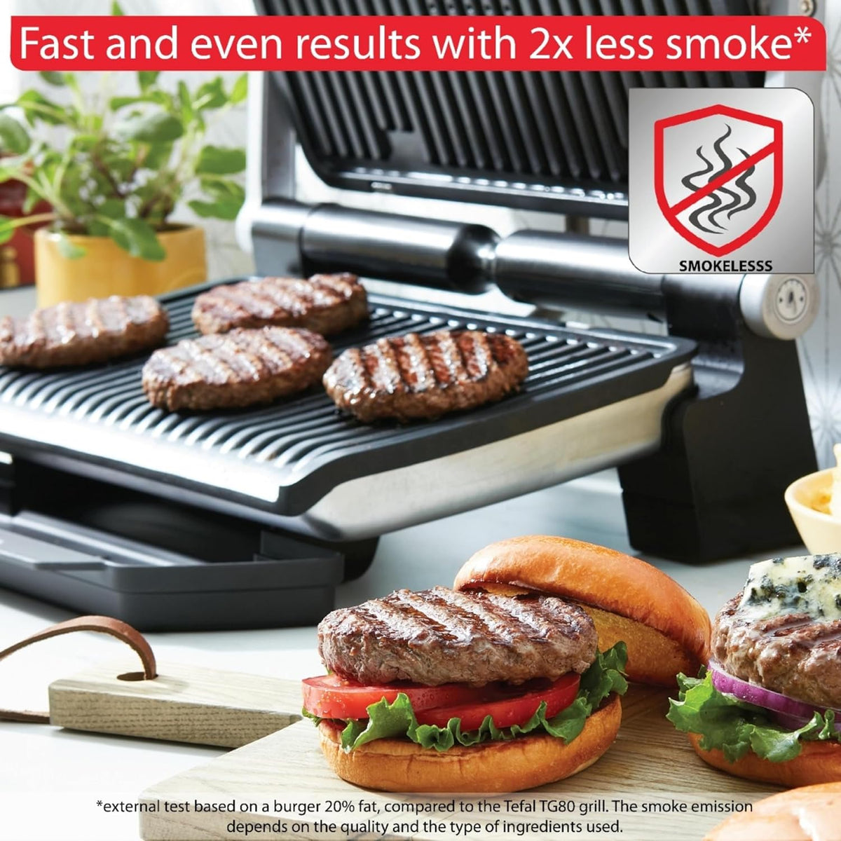 OptiGrill Stainless Steel XL Electric Grill, 6 Servings, 9 Intelligent Automatic Cooking Modes, Panini Press, 1800
