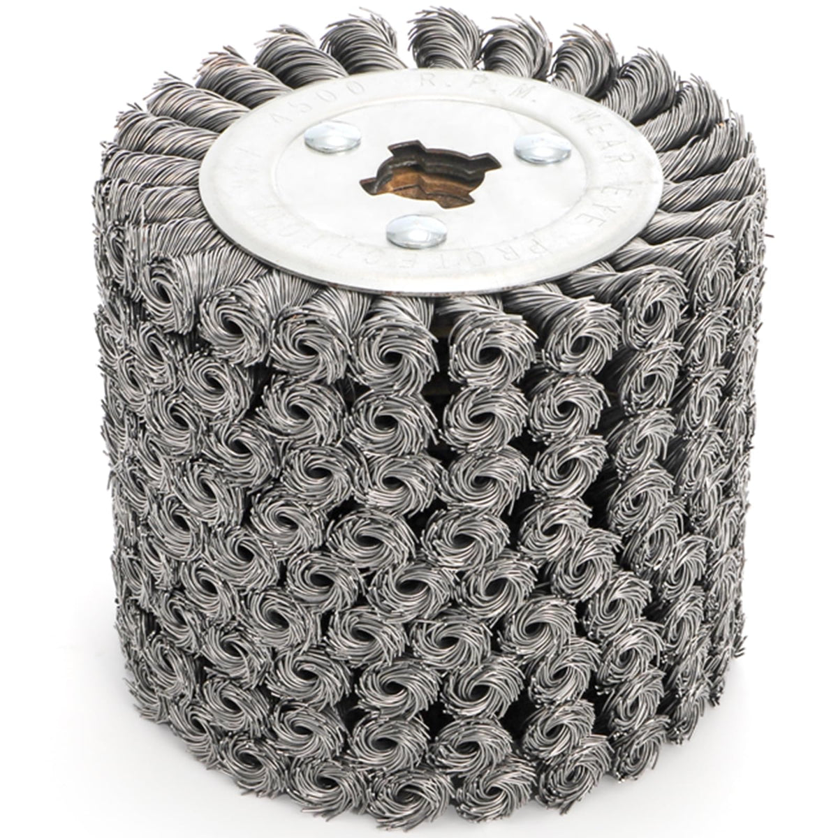 Yopay Twisted Steel Wire Wheel, 4.7"x 4"Knotted Wire Brush Drum Wood and Metal Surface Polishing Conditioning Tool, Texturing Rust Wood Grain Restoration-3/4(Wire 0.5mm)