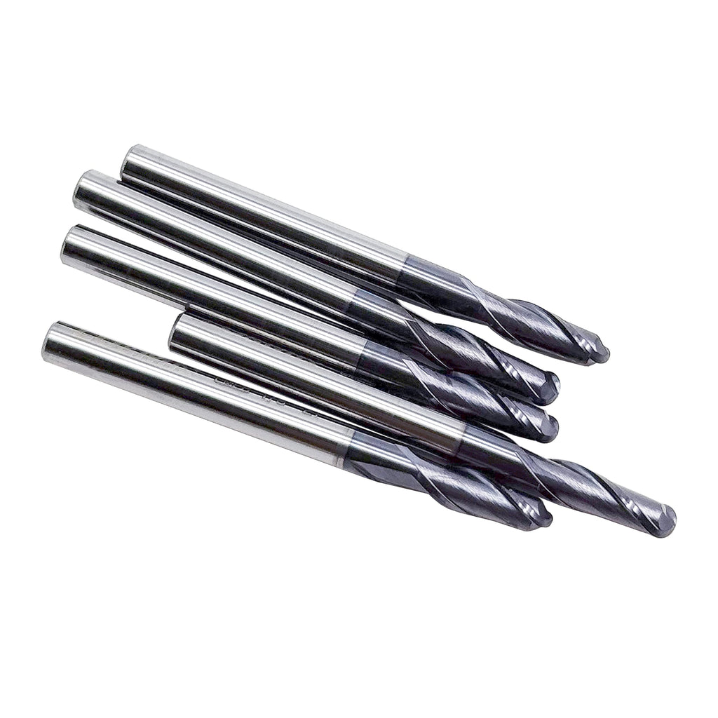 LU&MN 2-Flute Carbide Ball Nose End Mill Bits, 1/8", 5 Pieces