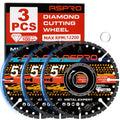 5 in Diamond Cut Off Wheels for Metal, 6000+ Cuts for Angle Grinder, 3 PCS