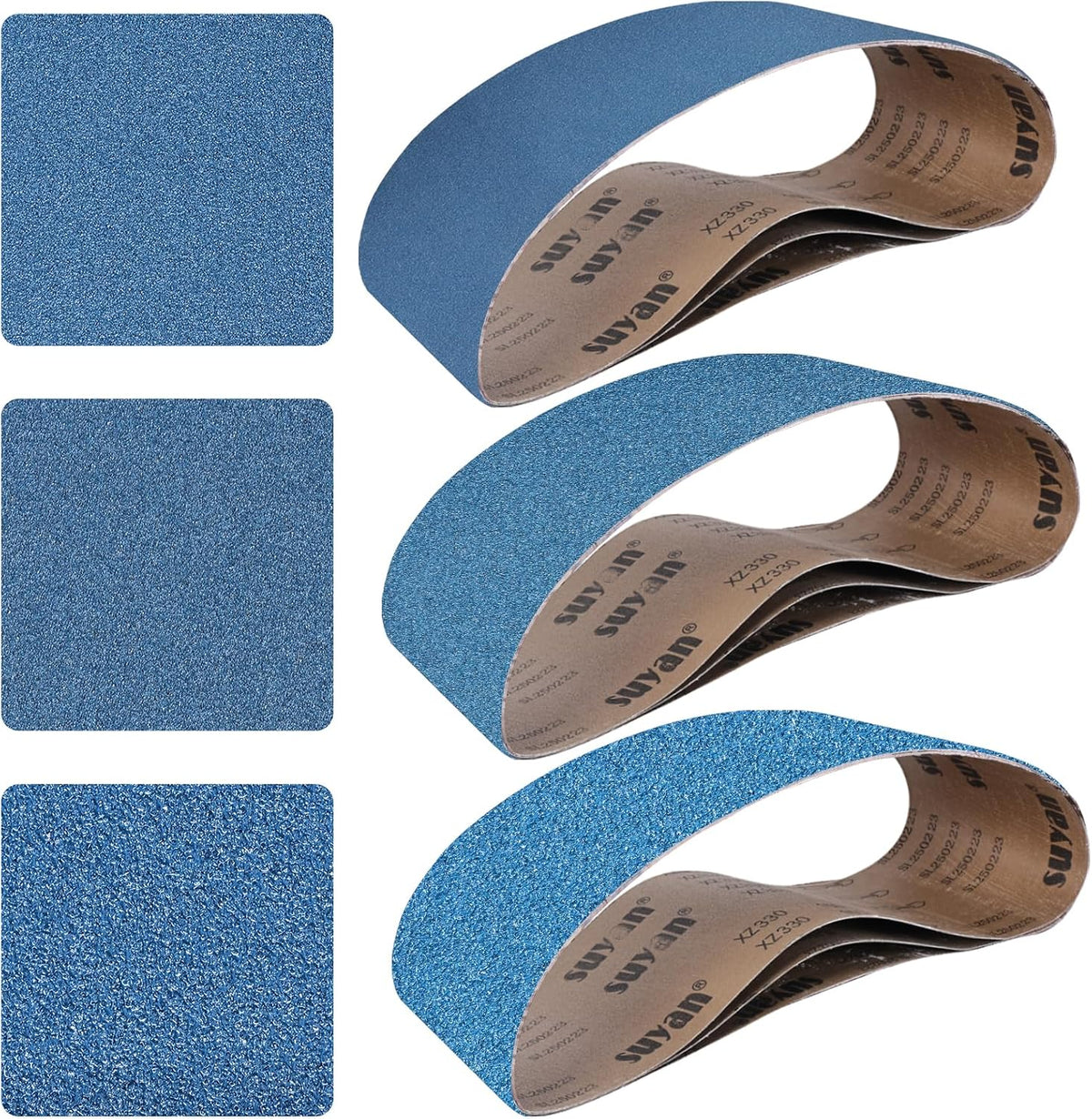 6x48 Inch Sanding Belts 9 Pcs 3 Grits Sizes (3 Each of 80/120/150 Grits) Heavy Duty Belt Sander Zirconia Belt Sander Paper for Wood, Metal, Stainless Steel, Cars, and Furniture