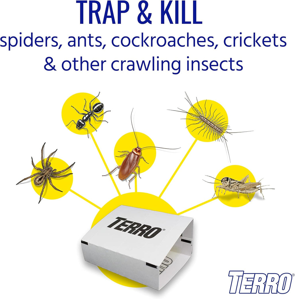 T3206SR Non-Toxic Indoor Spider, Ant, Cockroach, Centipede, & Insect Traps - Includes 12 Bug Traps Indoor for Homes