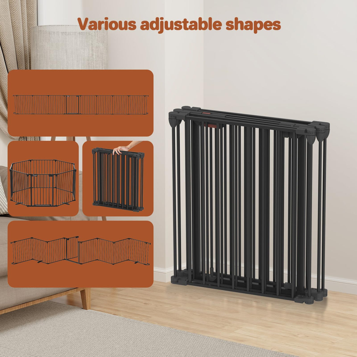 27.5-199" Modular Foldable Baby Playpen & Safety Activity Yard with Locking Walk-Through Gate for Infants & Toddlers
