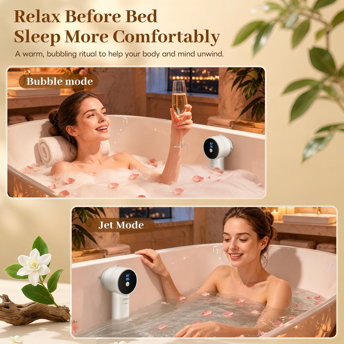 Portable Bath Spa for Tub, Bath Jet Spa & Bubble Bath Massager
