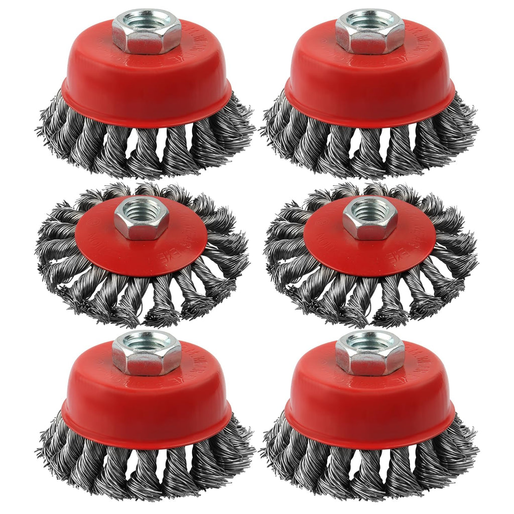 6 Pack Wire Wheels Cup Brush for 4 1/2 Angle Grinder