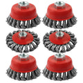 6 Pack Wire Wheels Cup Brush for 4 1/2 Angle Grinder