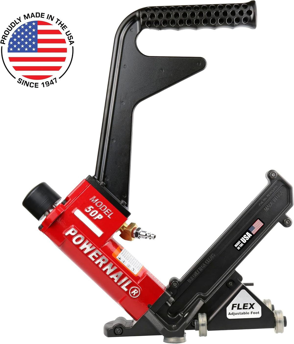 50P2FLEXPRXLW Pneumatic 18 Gauge L-Cleat Flooring Nailer with Flex Power Roller Adjustable Base