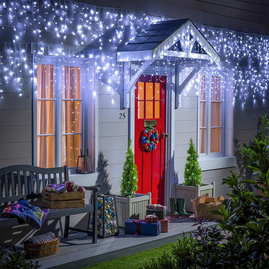 White Christmas Lights Outdoor 66ft 640 LED Icicle Lights for Outside House | Connectable LED String Lights Clear
