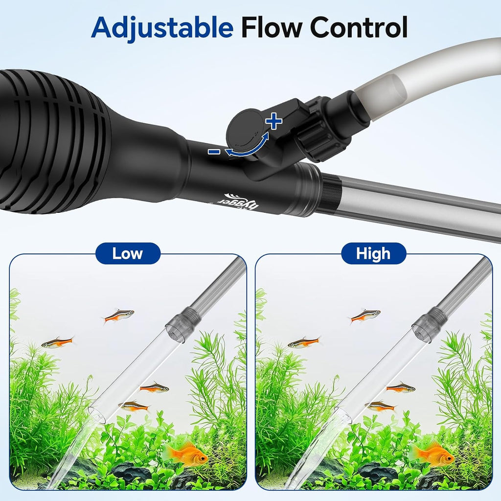 Aquarium Gravel Vacuum Siphon, Adjustable Flow Manual Fish Tank Water Changer for Sand Cleaner with 6.5 Ft Hose