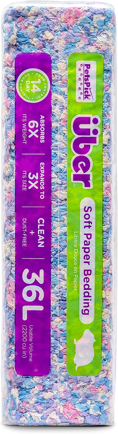 Uber Soft Paper Pet Bedding for Small Animals, Confetti, 36L