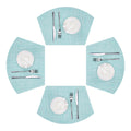 Wedge Placemats Set of 4 Woven Vinyl Round Table Placemats Wipe Clean Round Table Mats Indoor Outdoor, Blue
