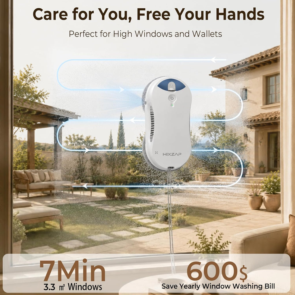 X6 Window Cleaning Robot for High Windows, Inside/Outside, 6400Pa Suction