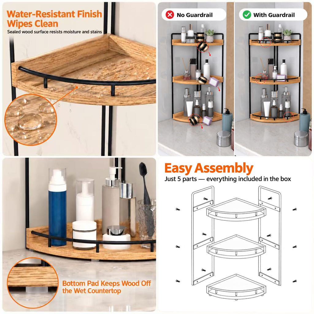 Corner Bathroom Organizer Countertop,Vanity Counter Storage Shelf