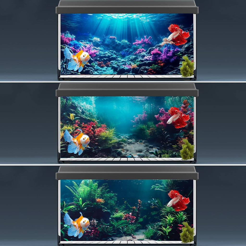 3 Pack Aquarium Background, 48x18 inch Polyester Aquarium Background