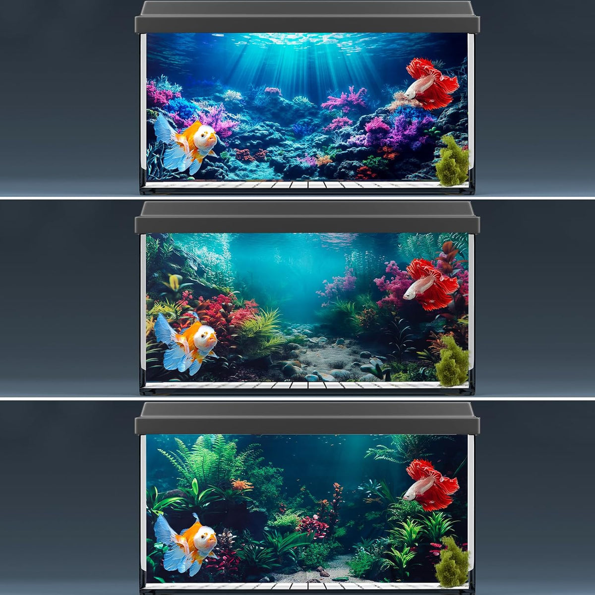 3 Pack Aquarium Background, 30x18 inch Polyester Aquarium Background