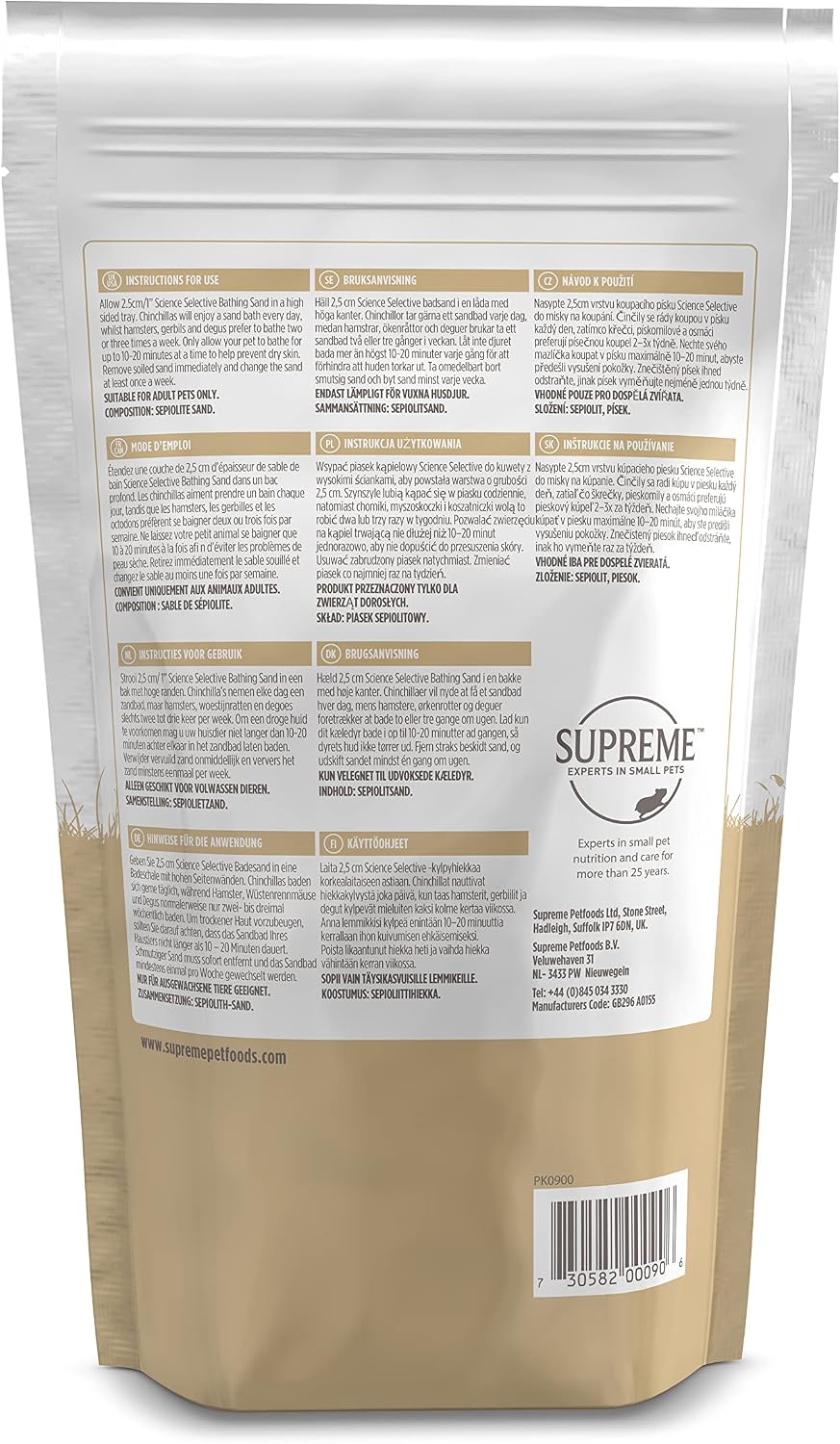 Science Selective Bathing Sand for Hamsters, Gerbils, Chinchillas & Degus