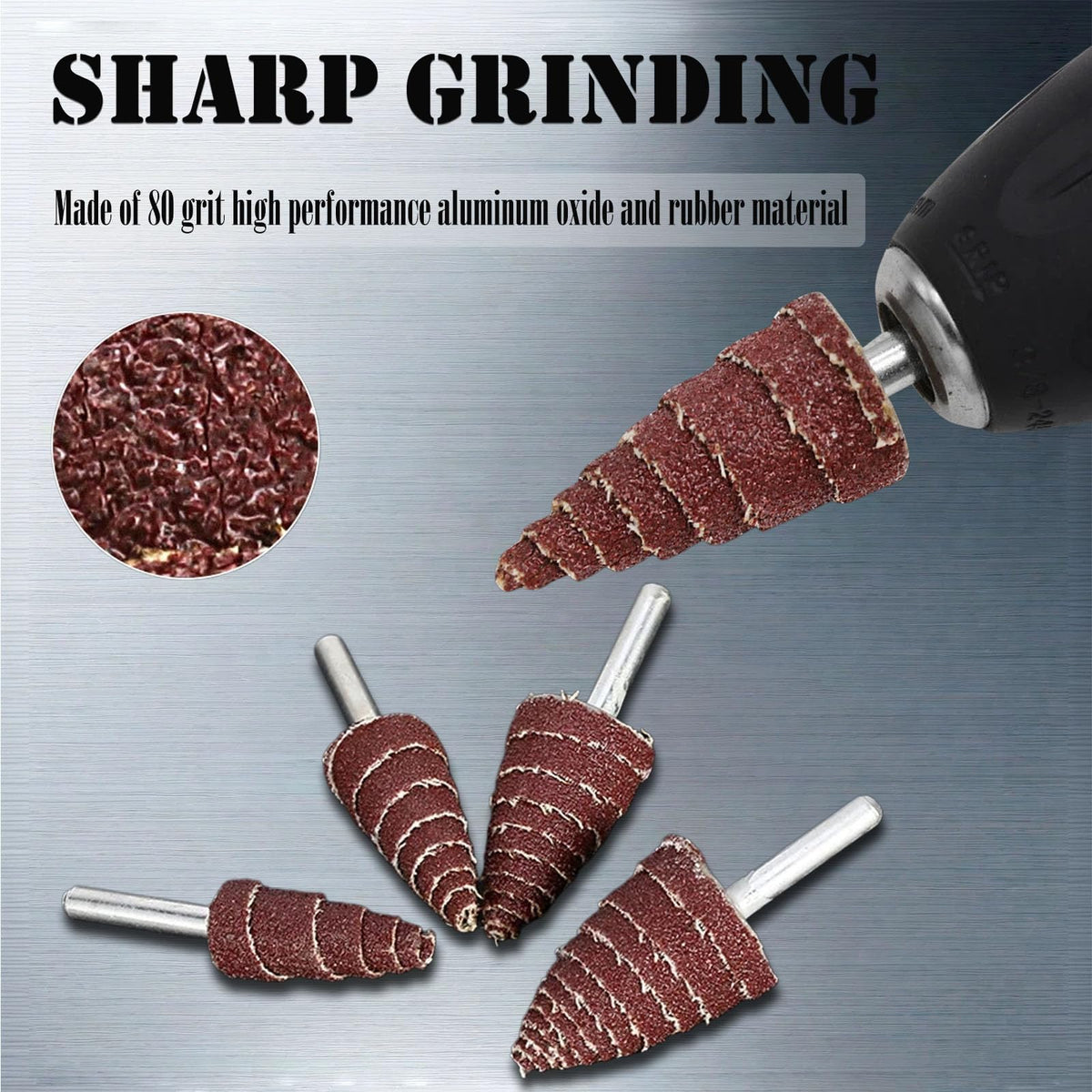 JUNLIXN 20 Pcs 1/4" Shank Cone Shape Drill Flap Sander Kits