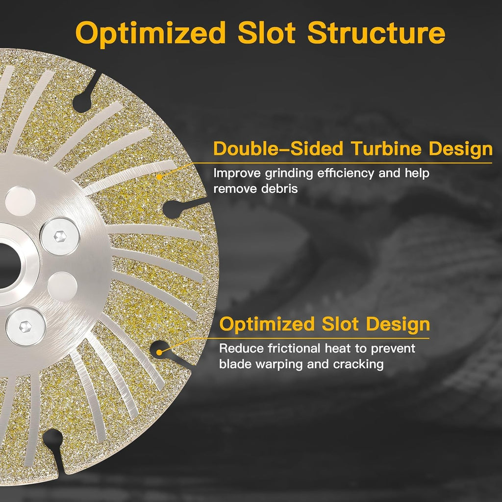 4.5 Inch Diamond Grinding Wheel, 2-in-1 Dual-Side Electroplated Blade for Angle Grinder with M14 Flange, Indestructible Diamond Grinding Disc for Cutting PVC, Marble, Tile & Concrete (1 PCS)