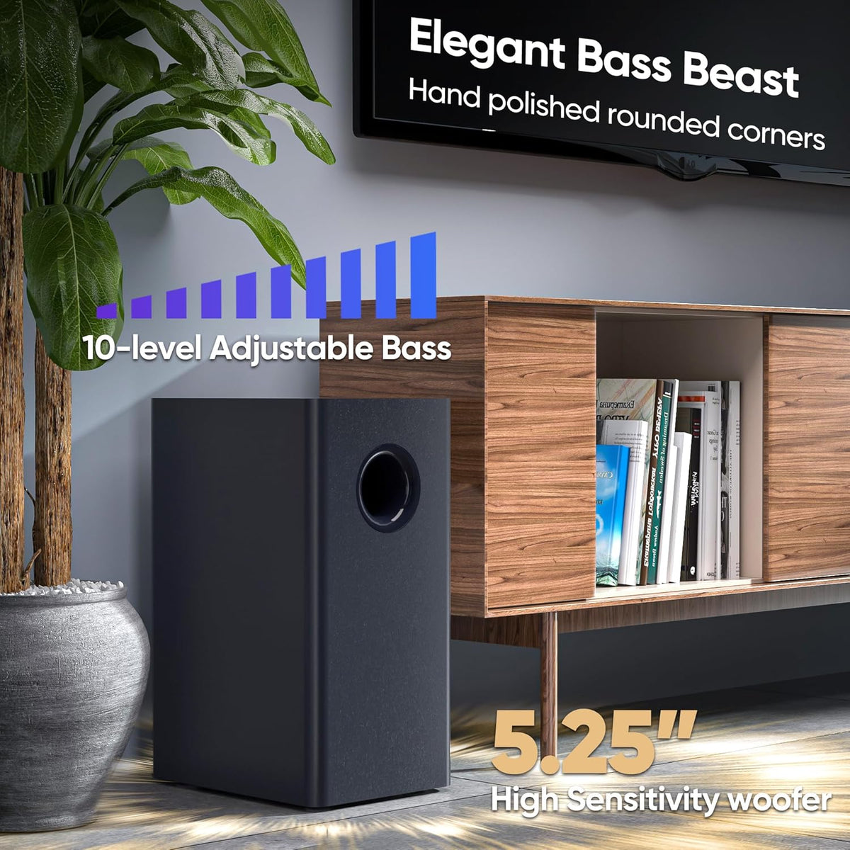 Sound Bar for Smart TV with Subwoofer, 100W Detachable Soundbar Home Theater Surround Sound System for TV with Horn