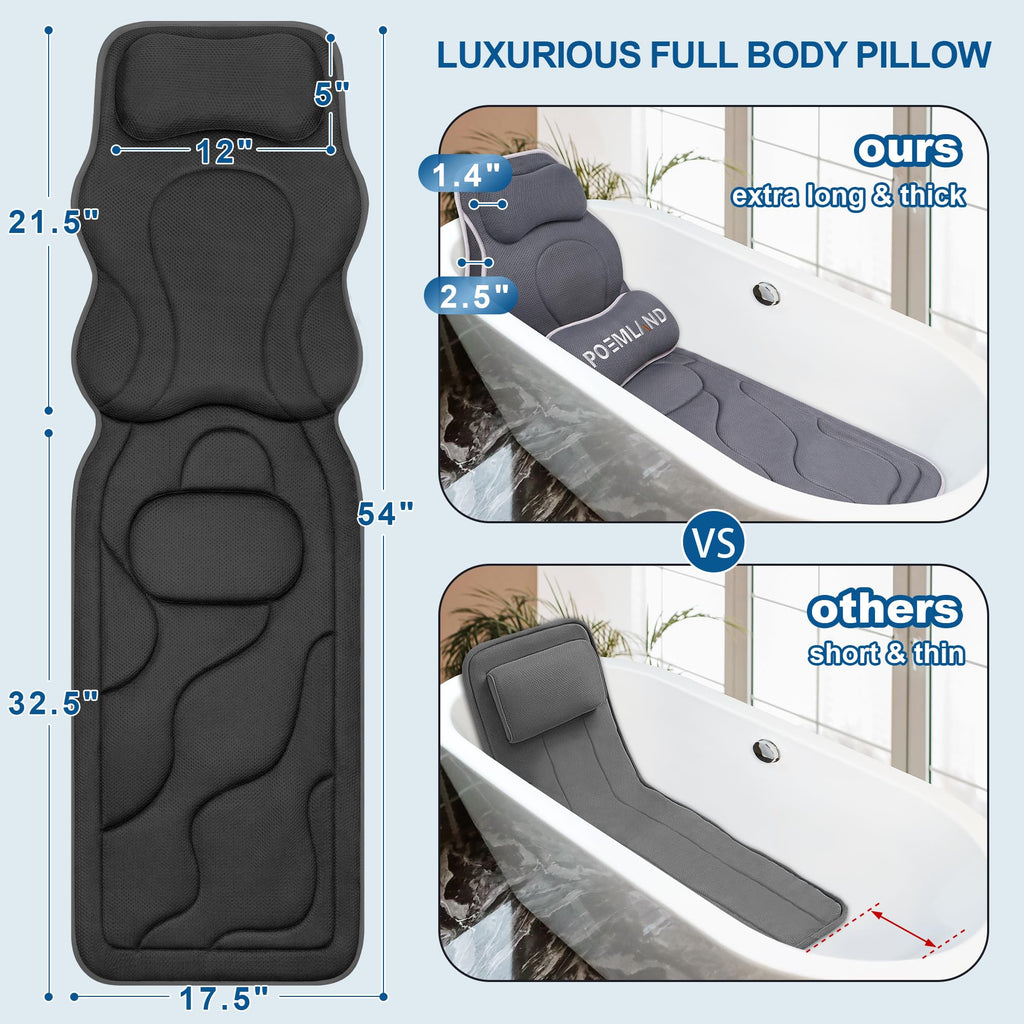 Luxury Full Body Bath Pillows for Tub，Extra Thick Bathtub Cushion