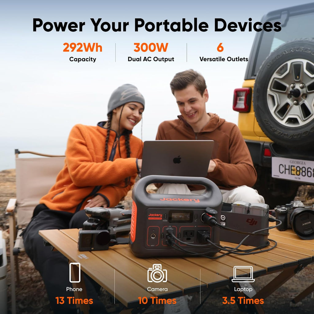 Portable Power Station Explorer 300, 293Wh Backup Lithium Battery, 110V/300W Pure Sine Wave AC Outlet, Solar