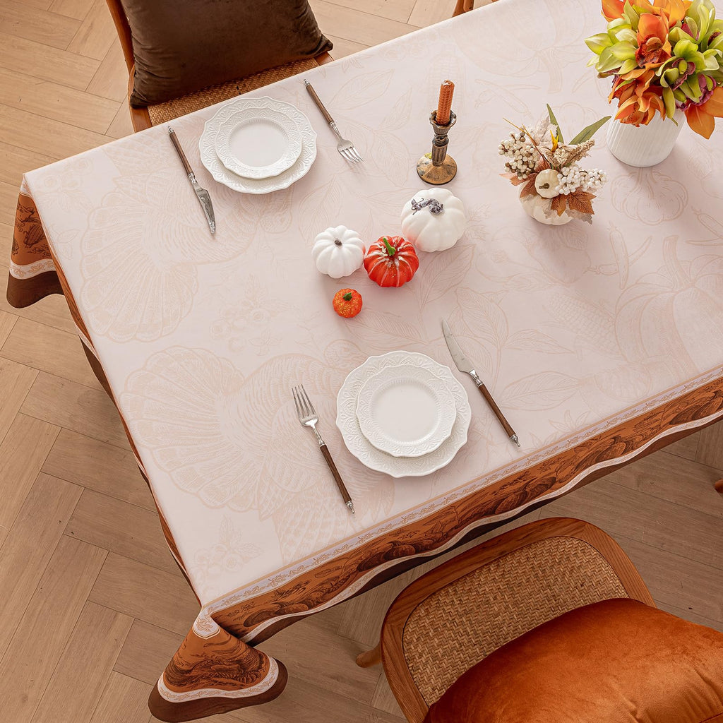 Fall Thanksgiving Rectangle Tablecloth 60 x 84 Inch, Orange