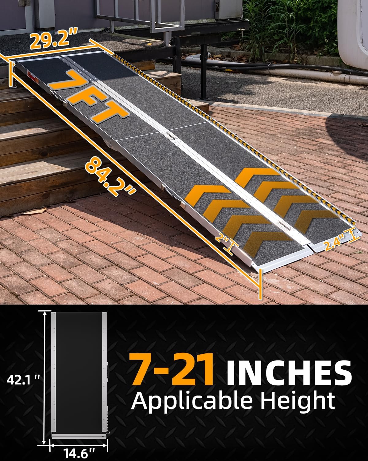 Portable Wheelchair Ramp 7FT, Non-Slip Ramps for Wheelchairs for Home