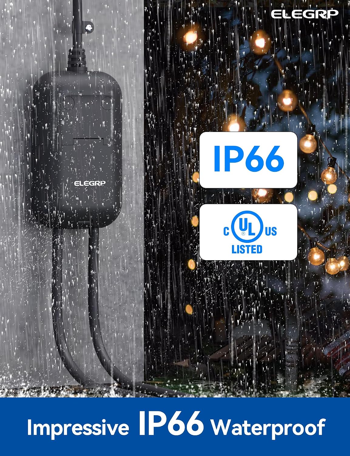 PQR20 Outdoor Smart Plug Waterproof IP66, WiFi Plug with 2 Individually Sockets, Compatible with Alexa & Google