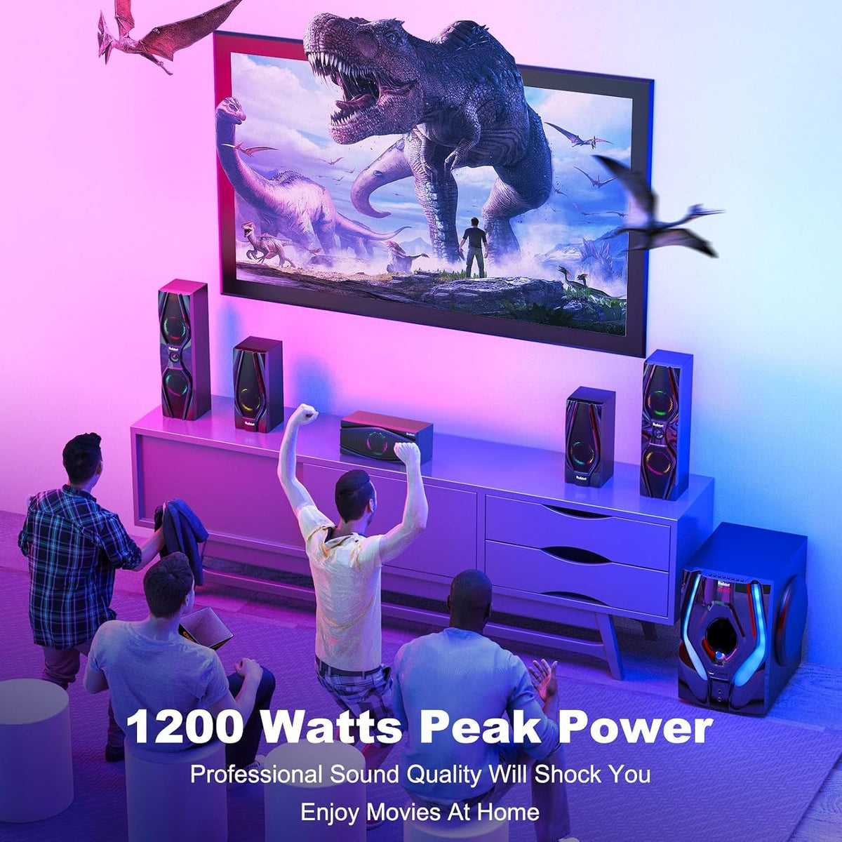 Home Theater Systems Surround Sound Speakers,1200 Watts Peak | 10 inch Subwoofer 5.1/2.1 Channel Audio Stereo System