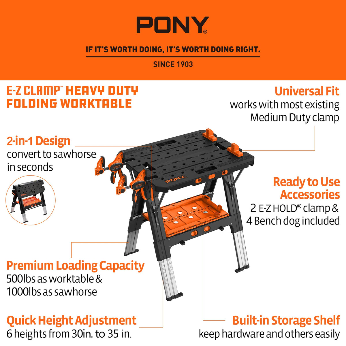 Portable Folding Work Table, Workbench & Sawhorse