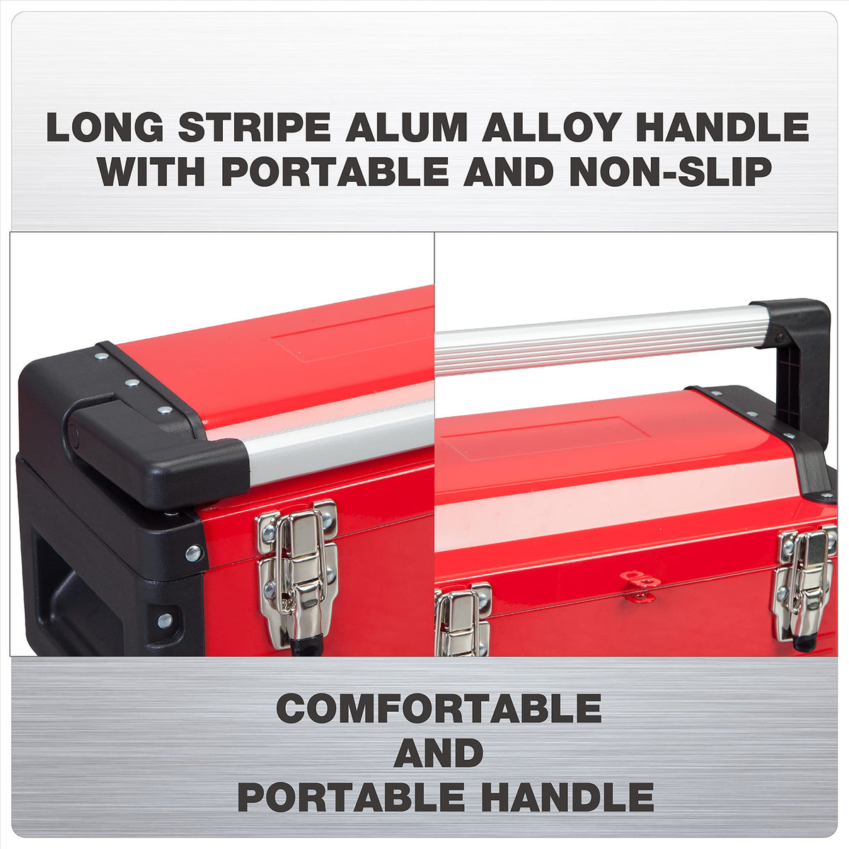 Metal Tool Box Steel 16" Inch Tool Organizer Box Durable Portable Tool Storage with Alum Alloy Handle Double-Lock